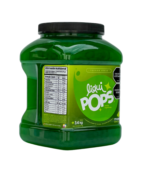Tarro LiquiPops Mango Biche 3400g — perlas explosivas en almíbar, fondo blanco